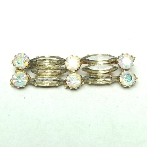 Vintage Made in Austria AB Rhinestone and Gold Brooch, Retro Estate Pin - Picture 1 of 6